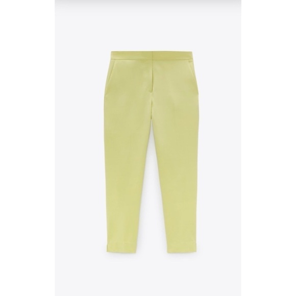 Zara Neon Yellow Straight Leg Ankle Trouser Pants - Picture 3 of 14